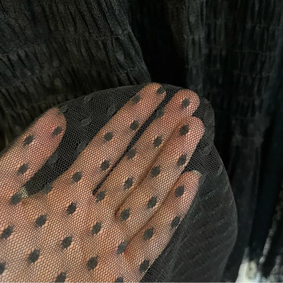 Maeve Floral Dress Women’s S Embroidered Whimsigoth Sheer Smocked Black Lace - Picture 11 of 13